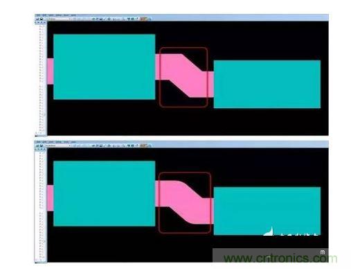 有效的PCB 設(shè)計工具會自動考慮用于繪制形狀的線型，以計算準確的線條寬度，幫助您輕松創(chuàng)建尖拐角。