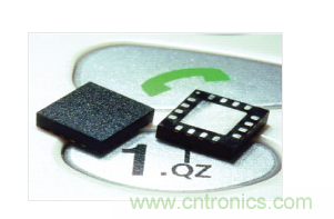  MEMS加速度計，封裝尺寸為4mm × 4mm × 1.45mm。